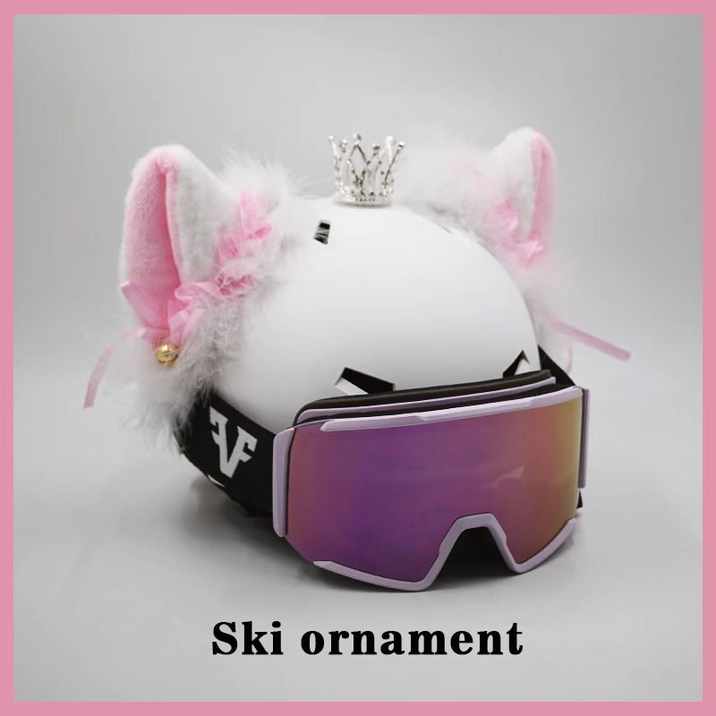 Snowboard Helmet with 3D White Pink Lace Trim Detachable Motorcycle Helmet