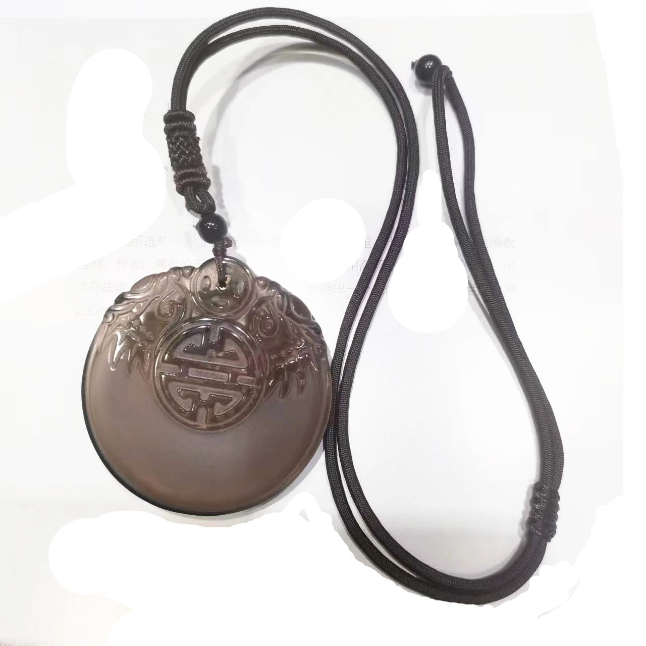 Manufacturer Wholesale Natural Ice Obsidian Pendant for Men and Women, Couple Model, Double Dragon Household Pendant Necklace Rope