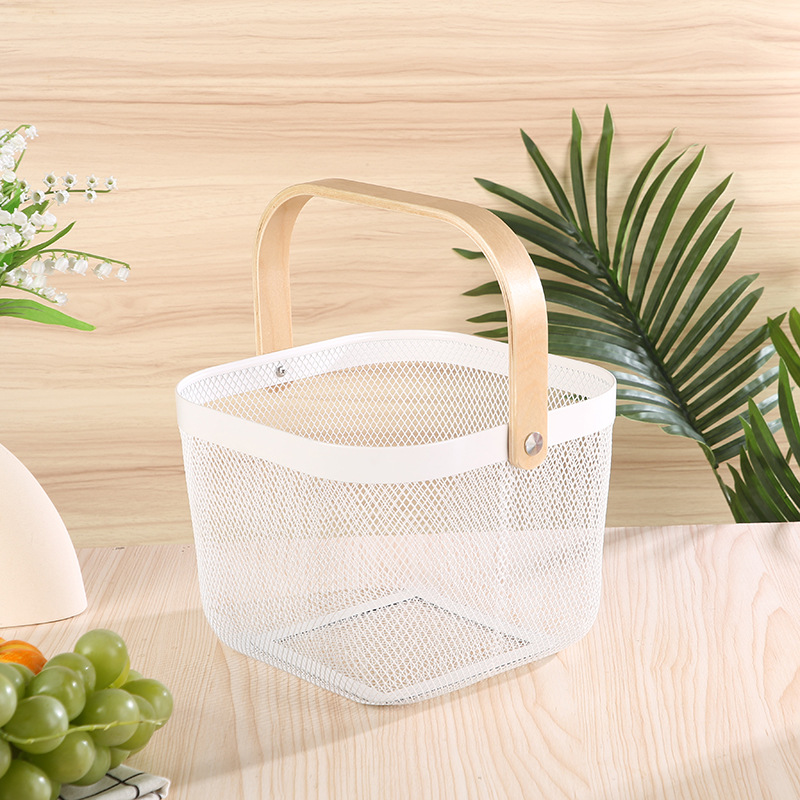 1051g Weight Storage Basket Storage & Cleaning 1 Piece Quantity Wood, Metal Material Color Block Pattern Nordic Style, Simple Style Style Multicolor Color Nordic Style Simple Style Color Block Wood Metal Storage Basket 7