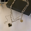 Small necklace stainless steel with letters, design retro chain for key bag , trend of season