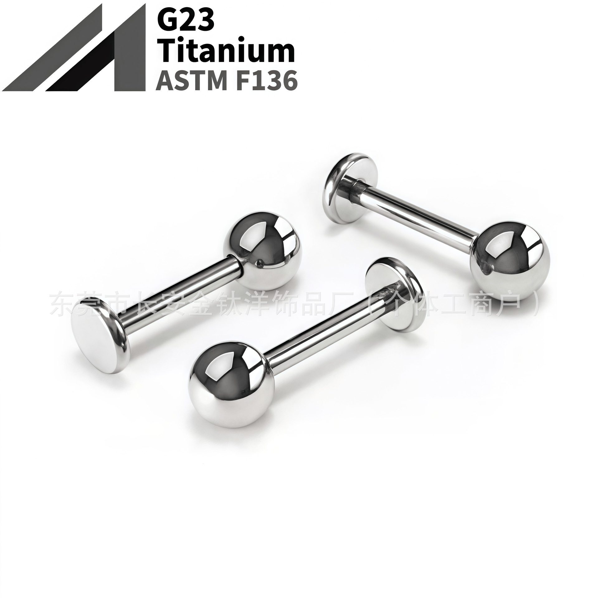 16G labret stud size and finish detail