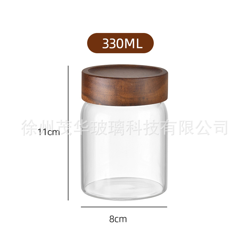 botella de embalaje de cáscara de naranja de gran capacidad alta borosilicato tanque de almacenamiento de vidrio sellado granos gruesos frutas secas jarro de té tapa de madera acacia