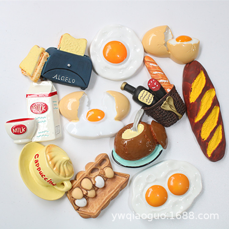 DIY Artificial Resin Accessories Food Toy Bread Egg Coffee Cup Refrigerator Magnet Mobile Phone Beauty Decoration Accessories