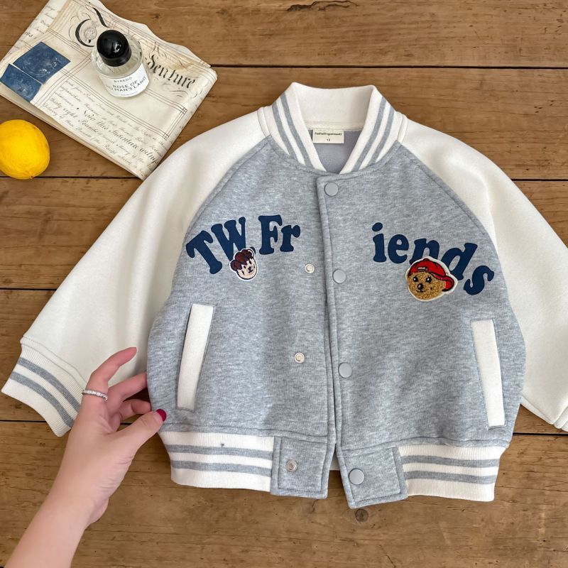 2026 otoño y invierno nuevo chaqueta de oso para niños chaqueta de letras de bebé para mujeres engrosadas