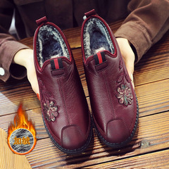 2024 winter new style warm cotton shoes for middle-aged and elderly mothers, plus velvet and thickened snow boots, non-slip soft sole shoes for the elderly