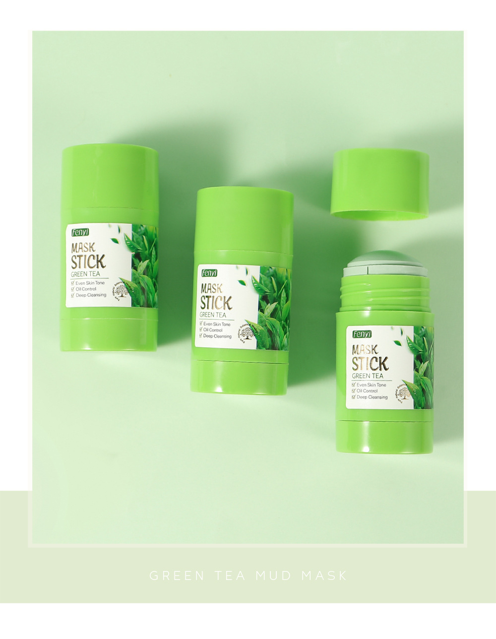 Wholesale of cross-border Fenyi Green Tea Mask Solid Stick Application Type mud Film for hydrating and cleansing, 40g in stock from the manufacturer undefined