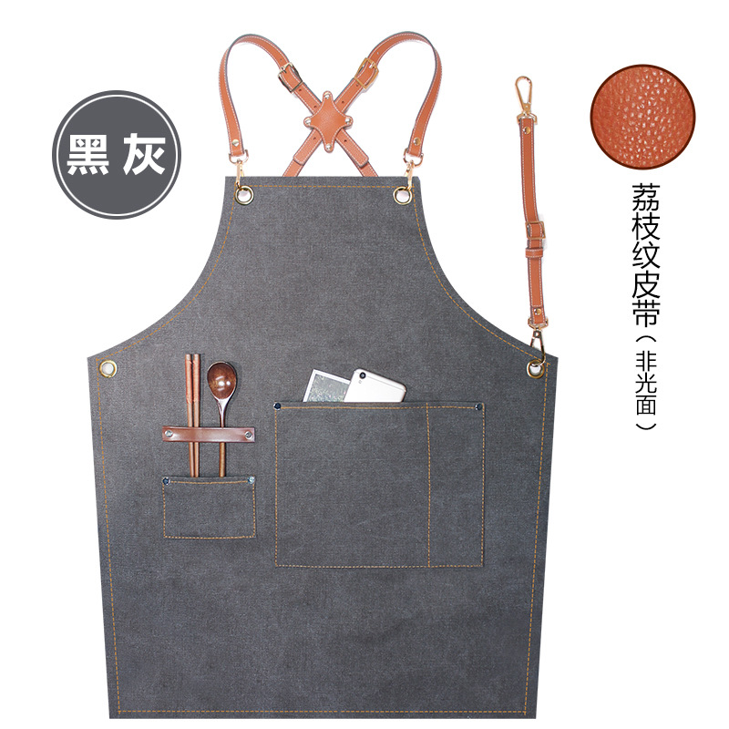 Cinturón impermeable marrón lichi en forma de X cuero semi-tejido negro Gris