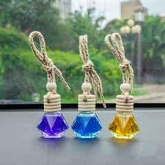 Car air freshener, wood lid glass bottle, fragrance hanging oil pendant, car accessory, scented glass bottle with hanging essential oil ornament