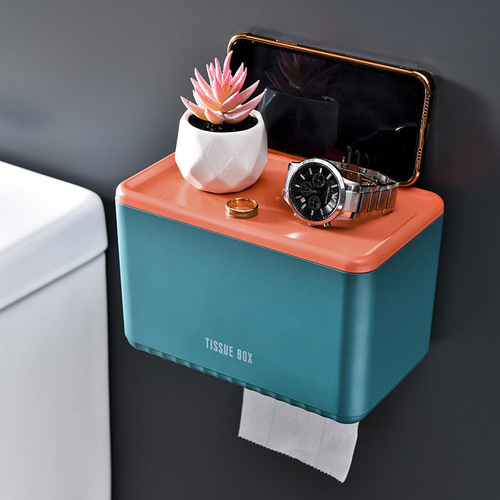 Creative toilet paper holder bathroom toilet side wall-mounted tissue box roll paper box tissue holder no punching paper holder