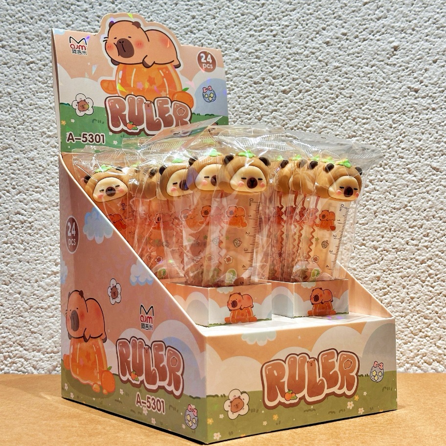 Capibara pegamento suave creativo regla recta de alto valor facial regla de onda hermosa guapo de agua estudiantes de primaria para aprender artículos de papelería