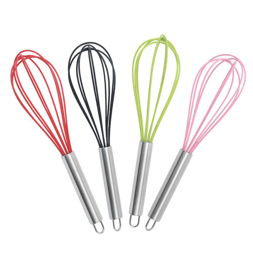 Silicone Handheld Whisk Household Baking Kitchen Tool Stainless Steel Manual Stirrer Kitchen Utensil Eggbeater