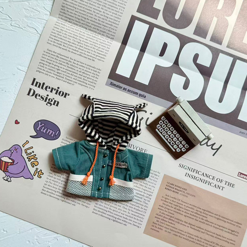 Excluding Doll] 12cm Jointed Bear Doll Clothes Autum Green Outwear Toy Small Doll Doll Accessories Baby Clothes