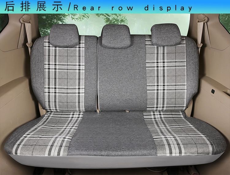Five-Seater Full Car Seat Cushion Cover Double-Row Small Truck Full Surround Cloth Cover Four-Season Universal Linen Small Car Fabric Seat Cover