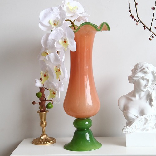 Medieval Wabi-Sabi Style Home Color Block Style Lantern Vase Fenton Hepburn Style Glass Vase Simple European Living Room Decoration Collection