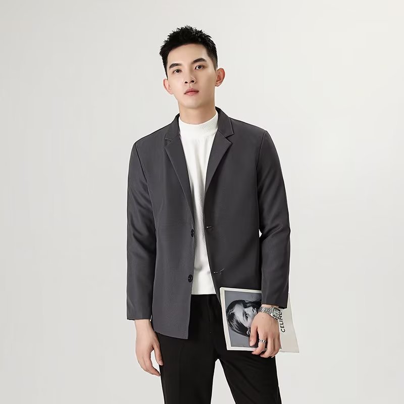 Guapo traje de primavera y otoño de alta calidad chaqueta de hombre ligero maduro casual todo partido marca de moda SLIM-Fit chaqueta de moda de un solo Oeste