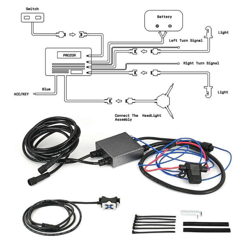Pedal Electric Motorcycle Led Auxiliary Headlight 50W External Hidden Spotlight Riding Modification Kit Mini Version