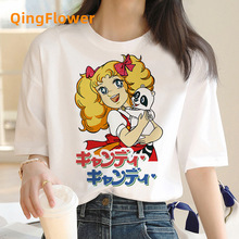 Candy Candy Anime Summer Top Tshirt Femen Print White T Shir
