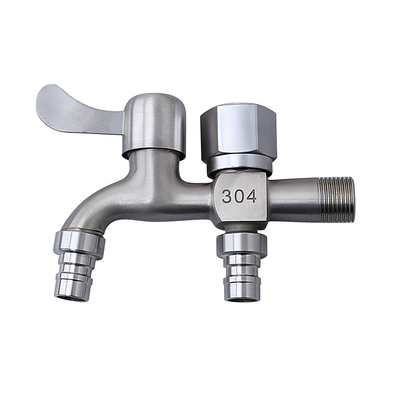 Steel Color Alloy Faucet for Washing Machine, Dual-Use Faucet with One Inlet and Two Outlets, 1/2 Inch Household Tap Water Switch