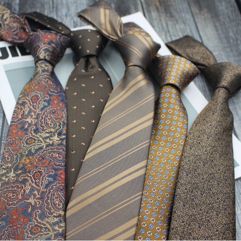 Tie Men's Dress Business 8cm Wide Champagne Striped Dot Professional Shirt Tie Korean Style Wedding Tie