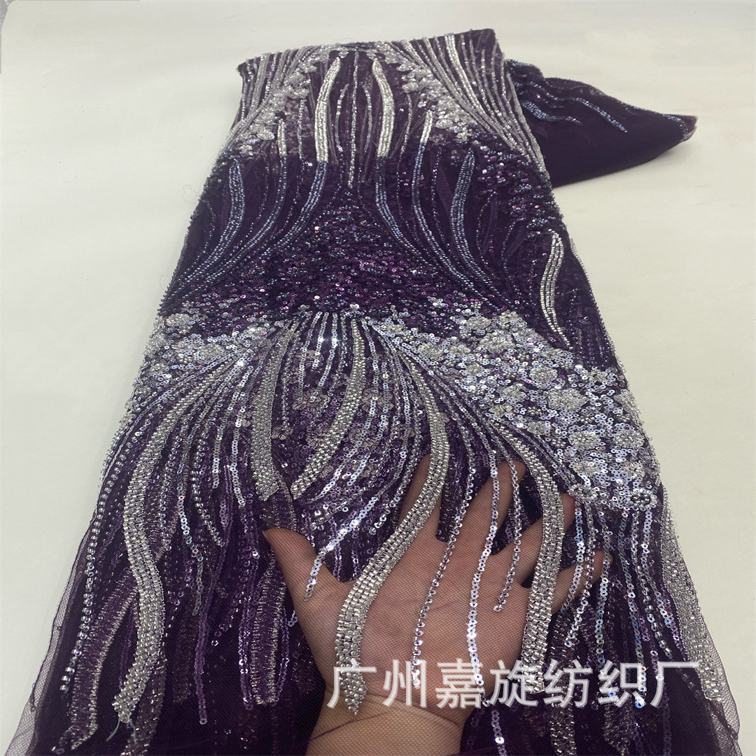 Nuevo vestido de dos colores gradiente flor tubo de cuentas sequinado bordado de alta gama tela de malla vestido de boda moda desfile tela
