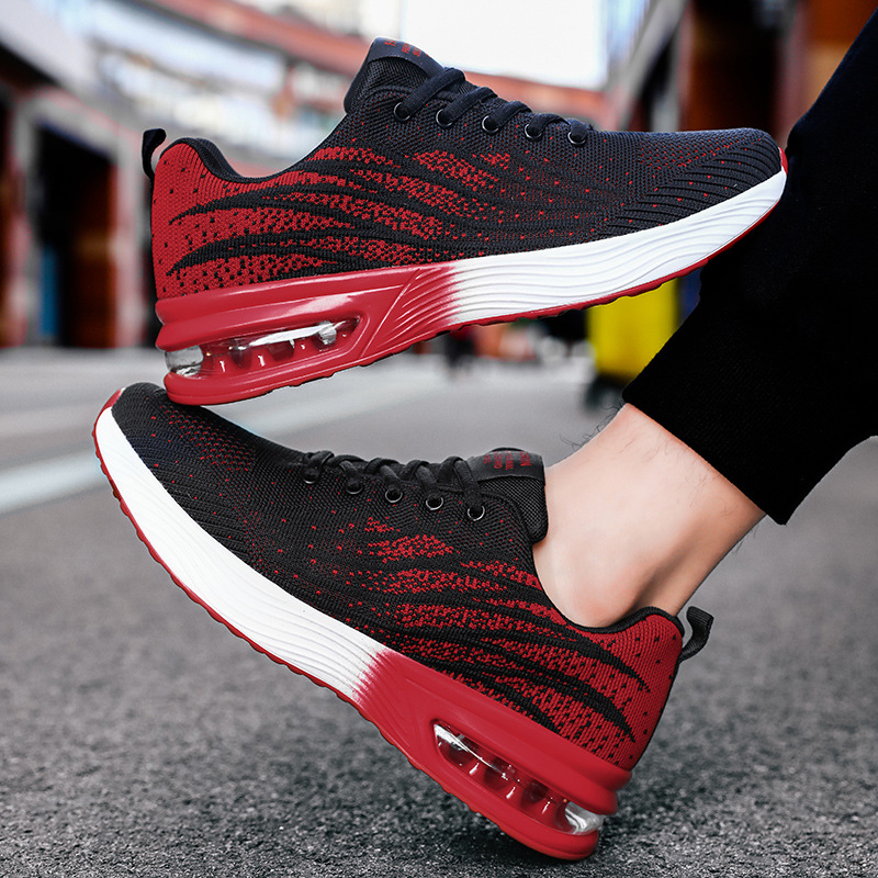 Cross-Border Large Size Men's Shoes, Fly-Knit Mesh Breathable Running Shoes, 2026 Spring New Low-Top Air-Cushioned Soft-Soled Sports Shoes