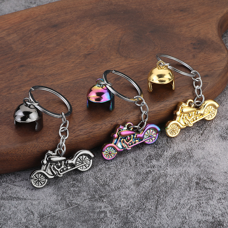 Factory Direct Harley motorcycle helmet metal keychain pendant creative men's gift key chain ornaments