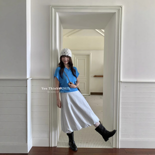 【You Think】韩系ins博主款时尚小众设计感高腰条纹花苞型半身裙-阿里巴巴