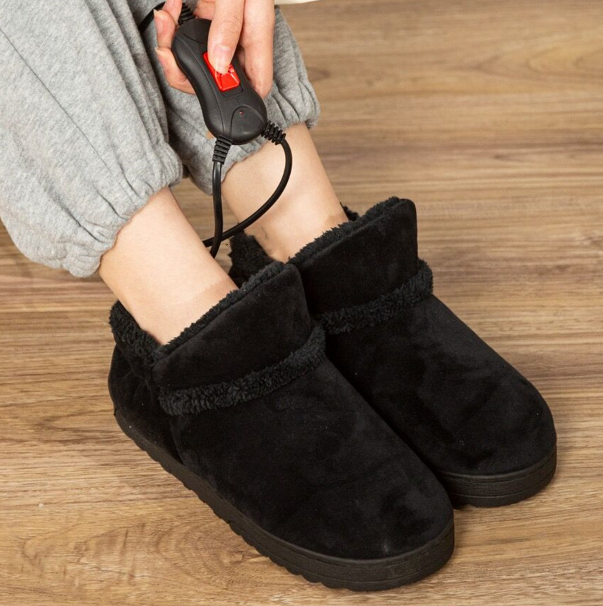 Warm shoes charge walk heating Warm feet Plug in fever keep warm Cotton-padded shoes outdoors heat preservation snowshoe