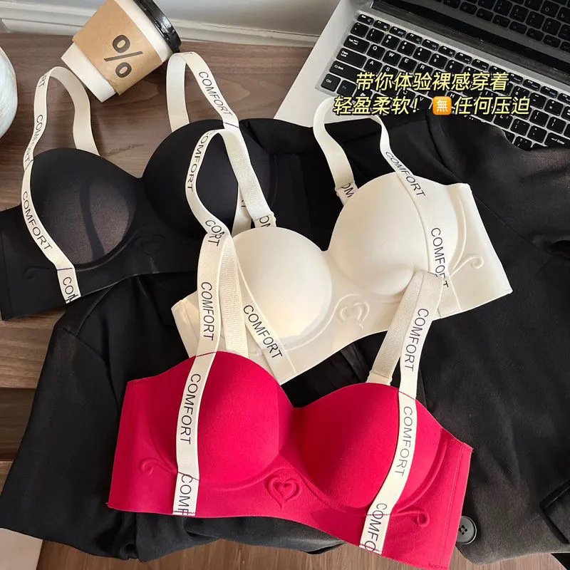 Ropa interior sin marcas, pecho pequeño, plástico anti-deslizante, sin anillo de acero ajustable, bra de mujer con cinturón inglés image 4