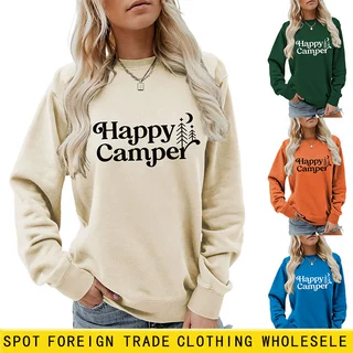 Happy Camper亚马逊ebay独立站休闲舒适女士秋冬新款卫衣长袖外贸