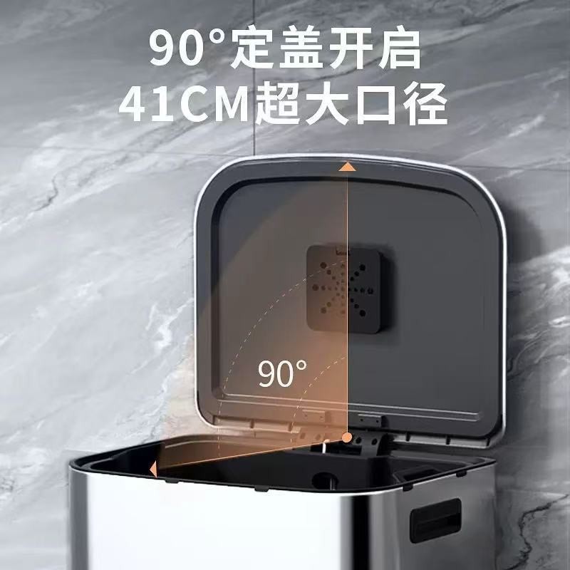 新品不锈钢垃圾桶大容量商用家用厨房脚踏式带盖酒店办公室超60L