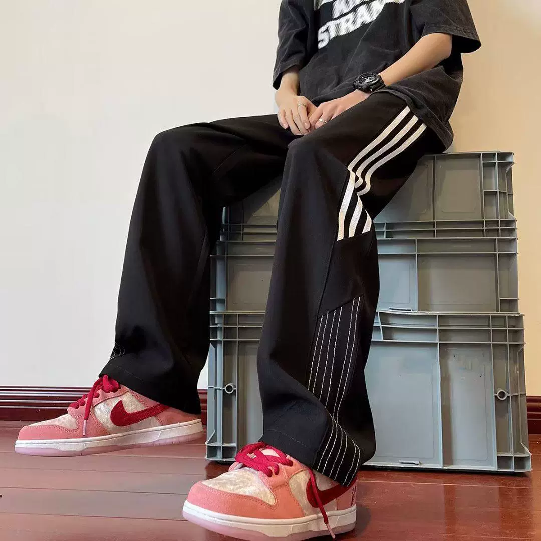 Trend trousers, 2023, American style, slim fit, drawstring