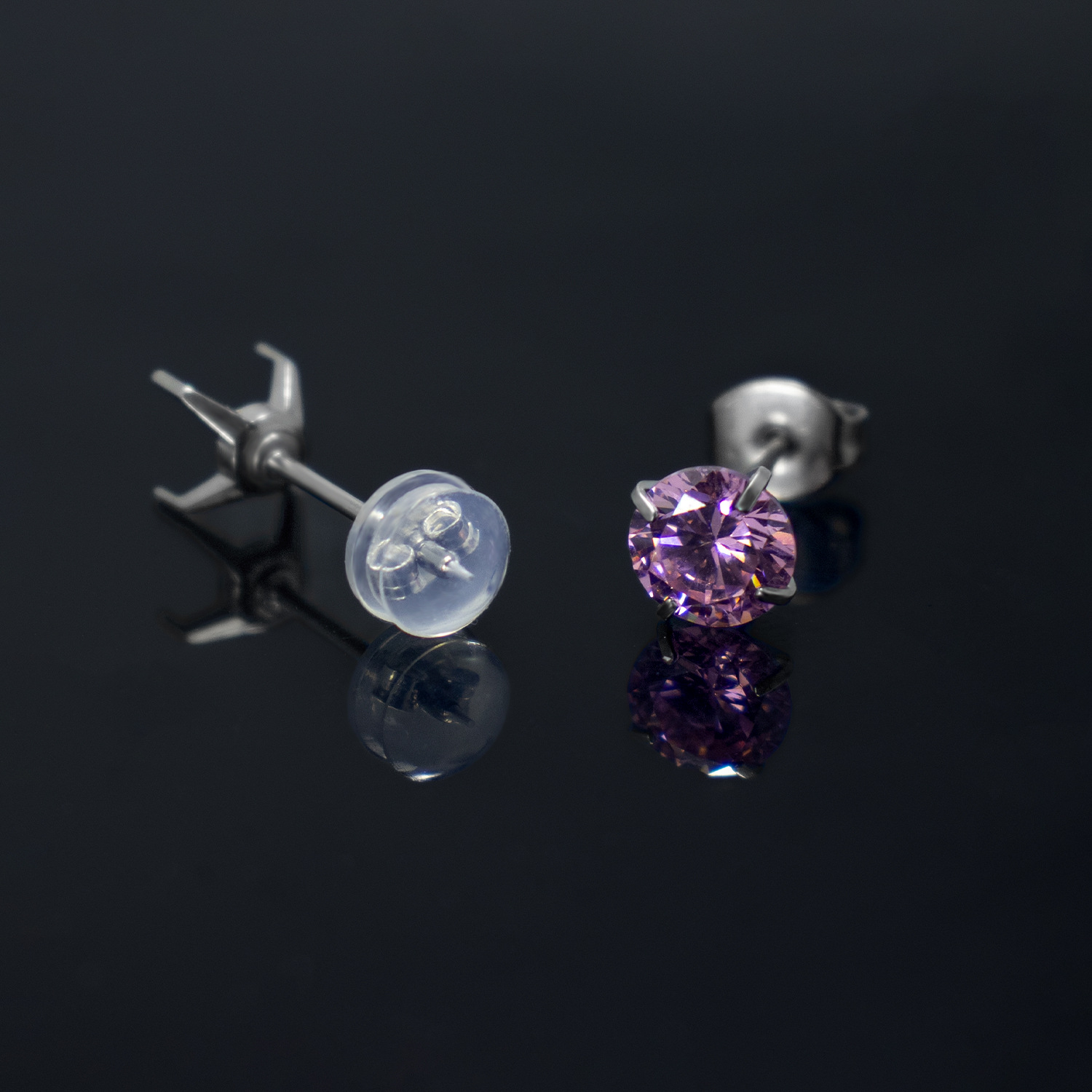 Titanium steel earnail hollow holder straight needle Huazi zircon claw with earnail holder zircon holder DIY ear nail puncture accessories