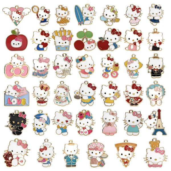 Cross-Border Hot-Selling Cartoon Sanrio Kt Cat Enamel Alloy Pendant Jewelry Necklace Accessory DIY Jewelry Components