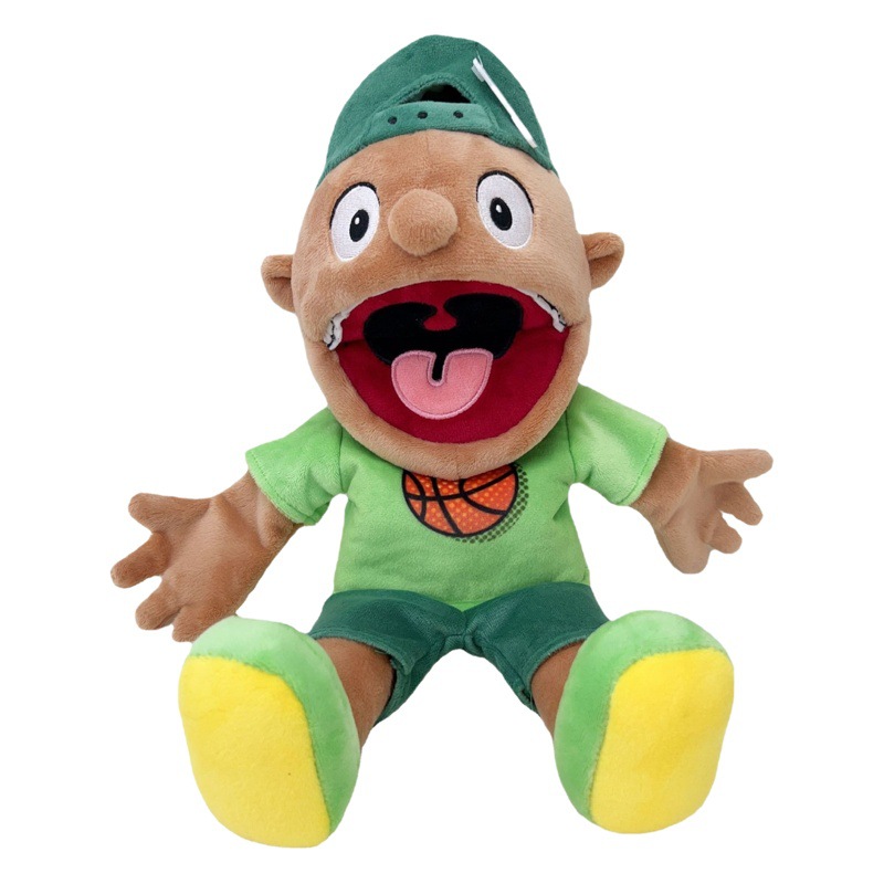 Marionetas de mano transfronterizas Jeff spot al por mayor divertido niño boca móvil juguete de peluche Junnier muñeca de trapo abstracta