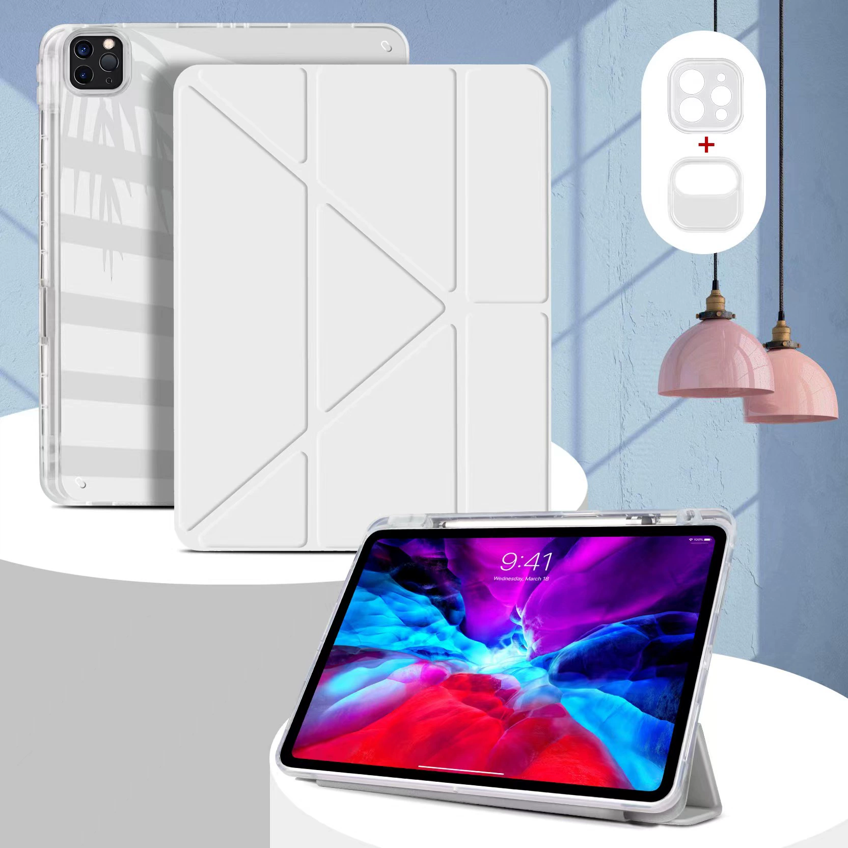 Защитная накладка для iPad Pro 11 / iPad 10.9 — высокопрозрачная акриловая задняя панель, подставка Y-образной складки