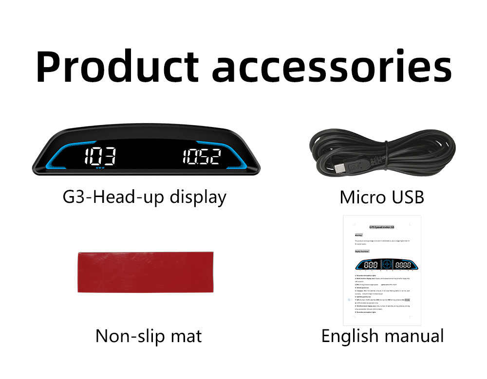 Car HUD Head-Up Display Dedicated GPS Tester Multifunctional Display Clock Smart Dashboard HD G3