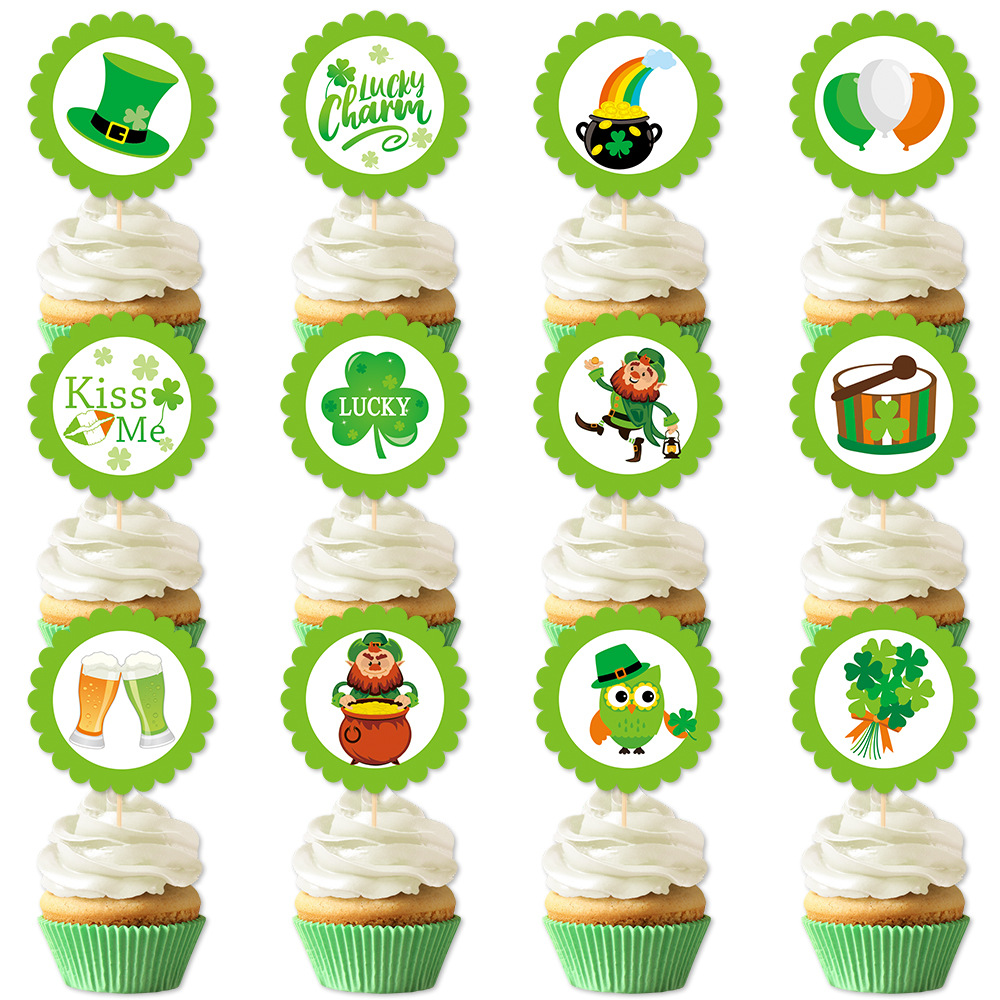 2024 nuevo día de San Patricio fiesta decoración pastel plug-in irlandés cerveza Festival decoración de la torta