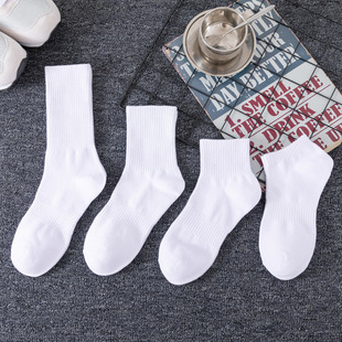 Socks New Wholesale Solid Color Mid-Calf Socks High Elastic Sports Socks Thickened Towel Bottom Black and White Men's Socks Zhuji Socks