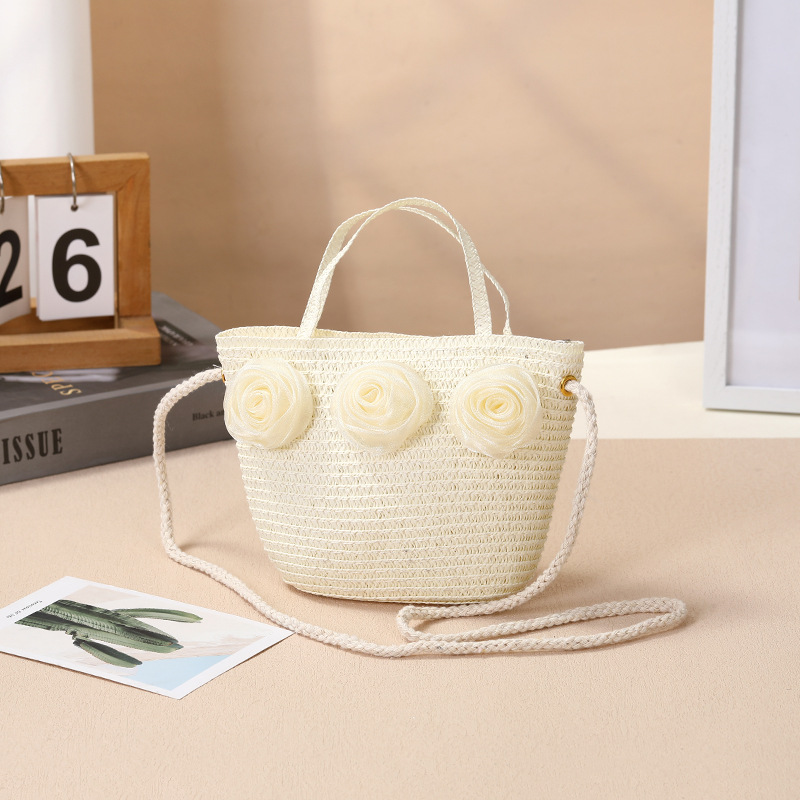 Color Block, Flower Pattern Spring&Summer Season Women's Straw Color Block Flower Vacation Beach Weave Square Zipper Straw Bag