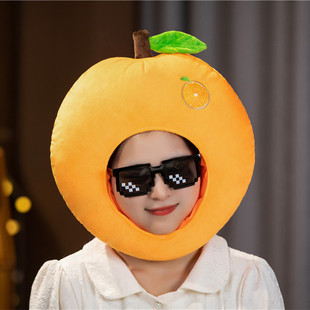 Wholesale cute fruit orange headgear hat plush orange headgear photo props photo cartoon head