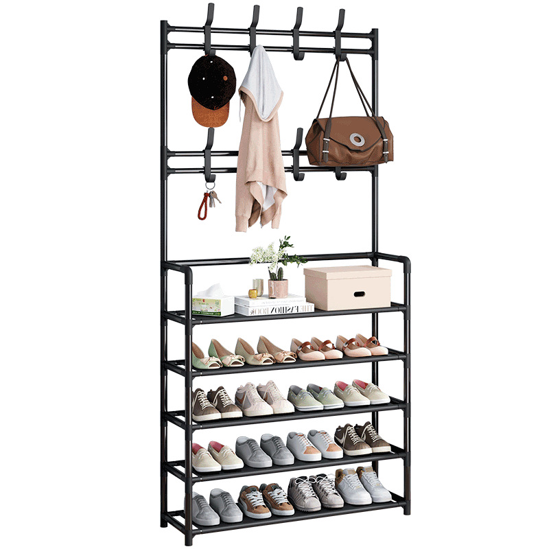 Zapatero sencillo para uso doméstico en la entrada, de varias capas para uso interior en apartamentos de alquiler y dormitorios, modelo nuevo 2025, perchero, tendedero, recibidor.