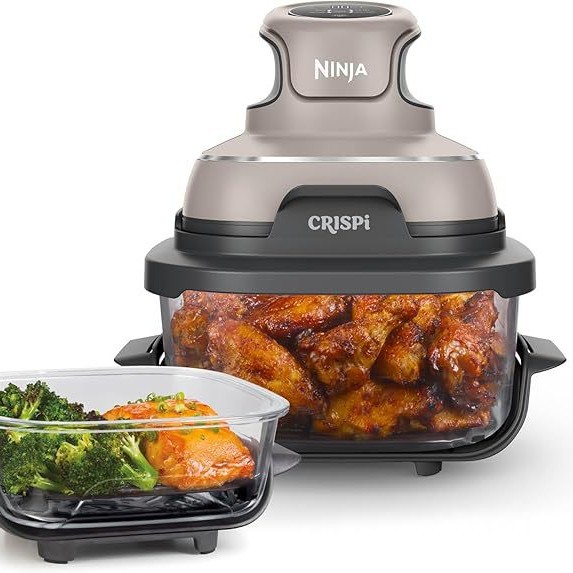 Nuevo modelo de freidora de aire Ninja de 1500W con pantalla, tazón de vidrio y función de horno microondas.