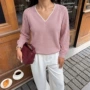 v领宽松撞色新款毛衣
