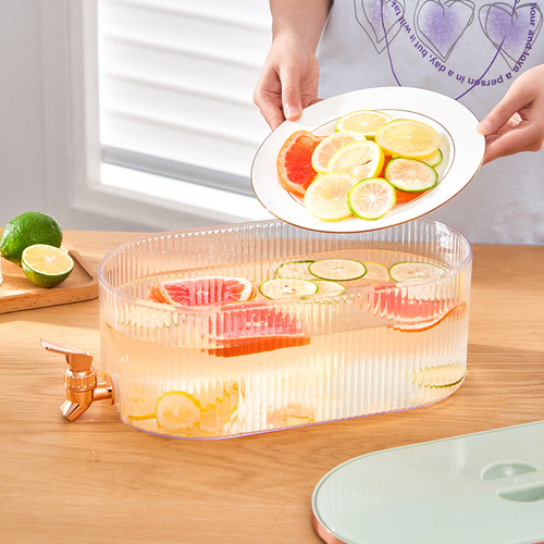 Summer fridge with water tap, cold water jug, fruit tea, beverage, juice bucket, high and low temperature resistance, large capacity, flower tea pot
