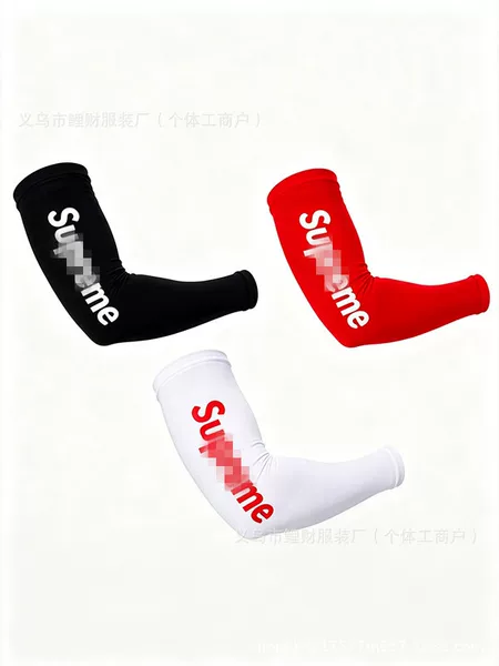 Supreme letter-printed sports arm sleeves, summer sun protection, UV-resistant, thin arm covers for cycling and driving