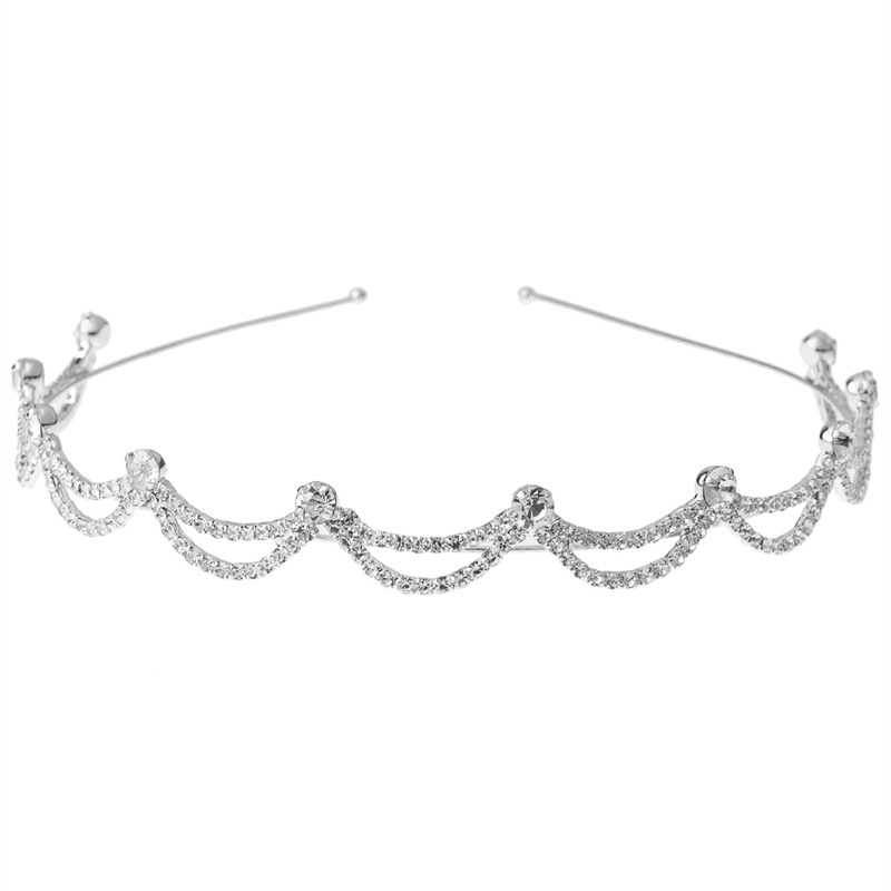 Amazon nuevo rhinestone perla diadema nupcial joyería de doble capa fina diadema de los niños corona tocado lote de fábrica
