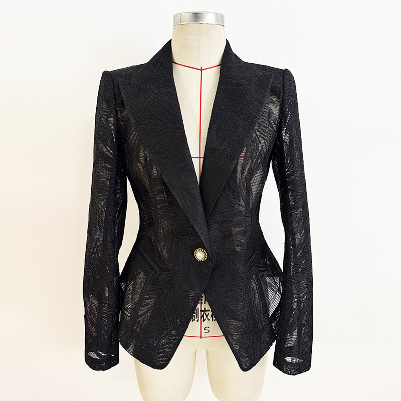 High Street Fashion 2026 Spring/Summer New Style High-End Fashion Slim-Fit Embroidered Mesh Jacket Blazer