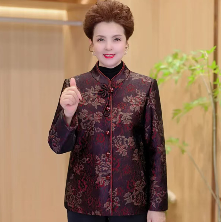 中老年人女装春秋立领外套老太太衣服宽松上衣妈妈装洋气过年褂子|undefined