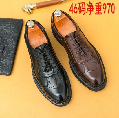 Transfronterizos zapatos de cuero retro de tamaño grande primavera y otoño 2024 nuevo hombre bloque correa de negocios zapatos casuales de cuero